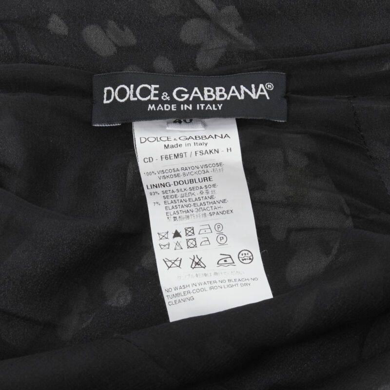 Dolce & Gabbana DOLCE GABBANA silk black white green floral print ruched bodycon dress IT40 XS Size S / US 4 / IT 40 - 12 Thumbnail