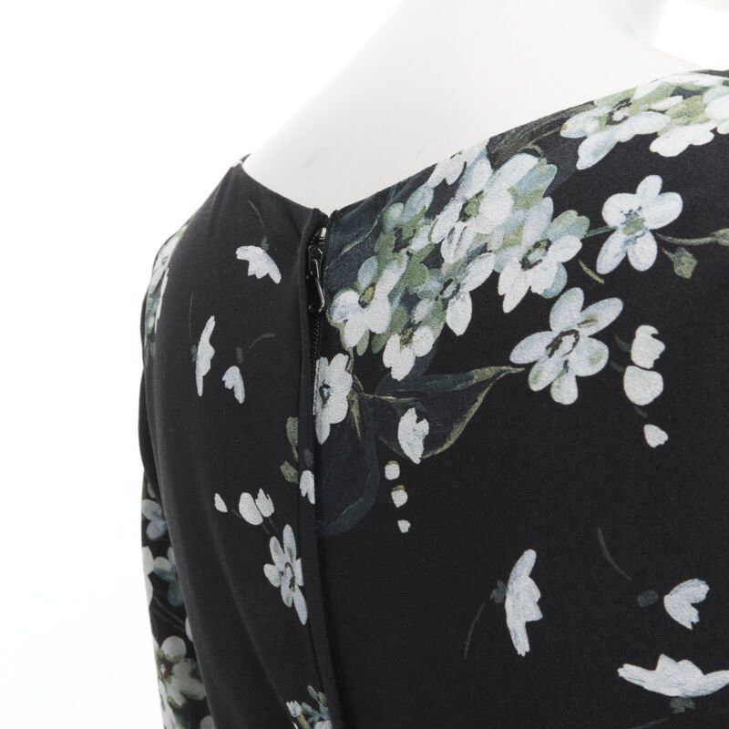 Dolce & Gabbana DOLCE GABBANA silk black white green floral print ruched bodycon dress IT40 XS Size S / US 4 / IT 40 - 9 Thumbnail