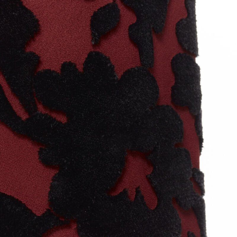 Dolce & Gabbana DOLCE GABBANA red crepe black floral velvet devore sheath dress IT36 XS Size XS / US 0-2 / IT 36-38 - 9 Thumbnail