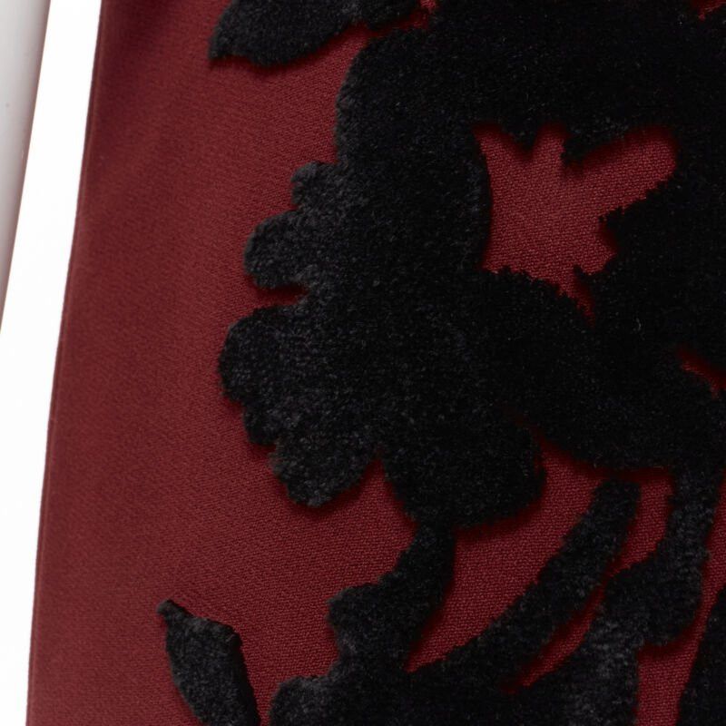 Dolce & Gabbana DOLCE GABBANA red crepe black floral velvet devore sheath dress IT36 XS Size XS / US 0-2 / IT 36-38 - 7 Thumbnail