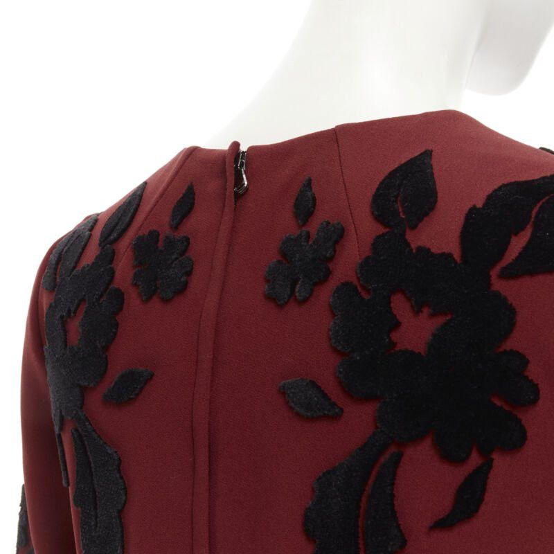 Dolce & Gabbana DOLCE GABBANA red crepe black floral velvet devore sheath dress IT36 XS Size XS / US 0-2 / IT 36-38 - 10 Thumbnail