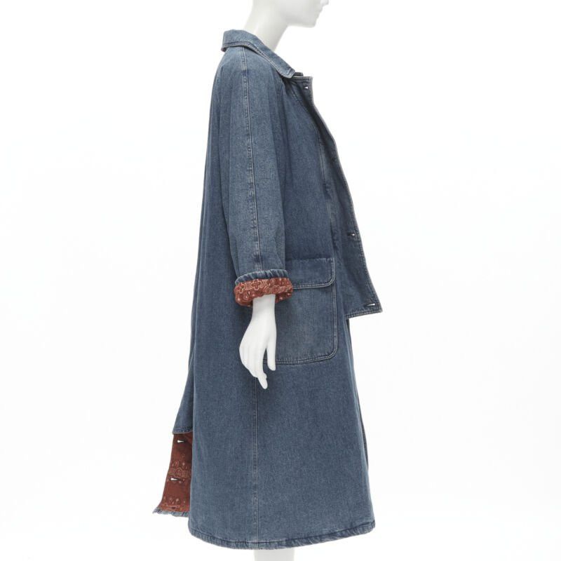 Moschino vintage MOSCHINO JEANS 1988 blue denim red paisley lined padded coat IT42 Size M / US 6-8 / IT 42-44 - 5 Thumbnail