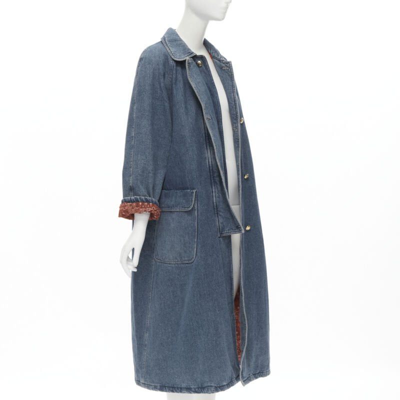 Moschino vintage MOSCHINO JEANS 1988 blue denim red paisley lined padded coat IT42 Size M / US 6-8 / IT 42-44 - 4 Thumbnail