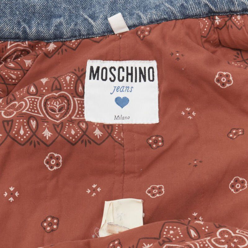 Moschino vintage MOSCHINO JEANS 1988 blue denim red paisley lined padded coat IT42 Size M / US 6-8 / IT 42-44 - 12 Thumbnail