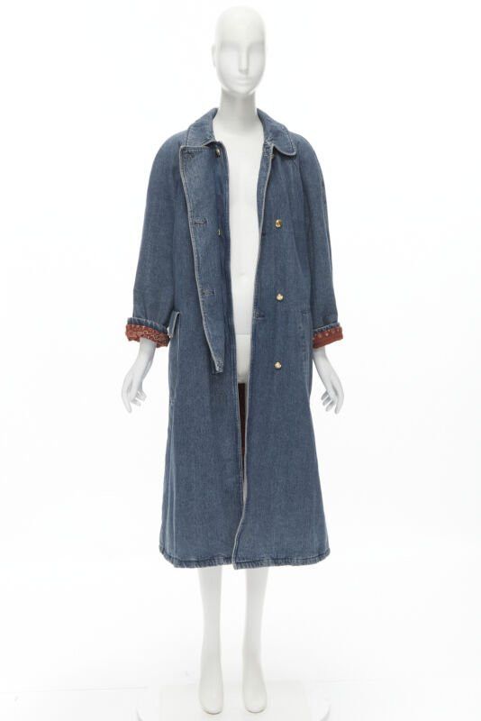 Moschino vintage MOSCHINO JEANS 1988 blue denim red paisley lined padded coat IT42 Size M / US 6-8 / IT 42-44 - 3 Thumbnail