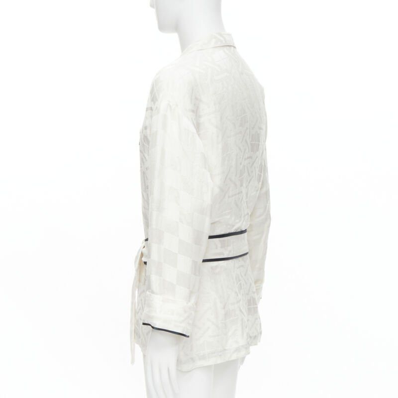 Haider Ackermann HAIDER ACKERMANN white geometric jacquard linen silk belted robe shirt FR36 XS Size XS / US 0-2 / IT 36-38 - 6 Thumbnail