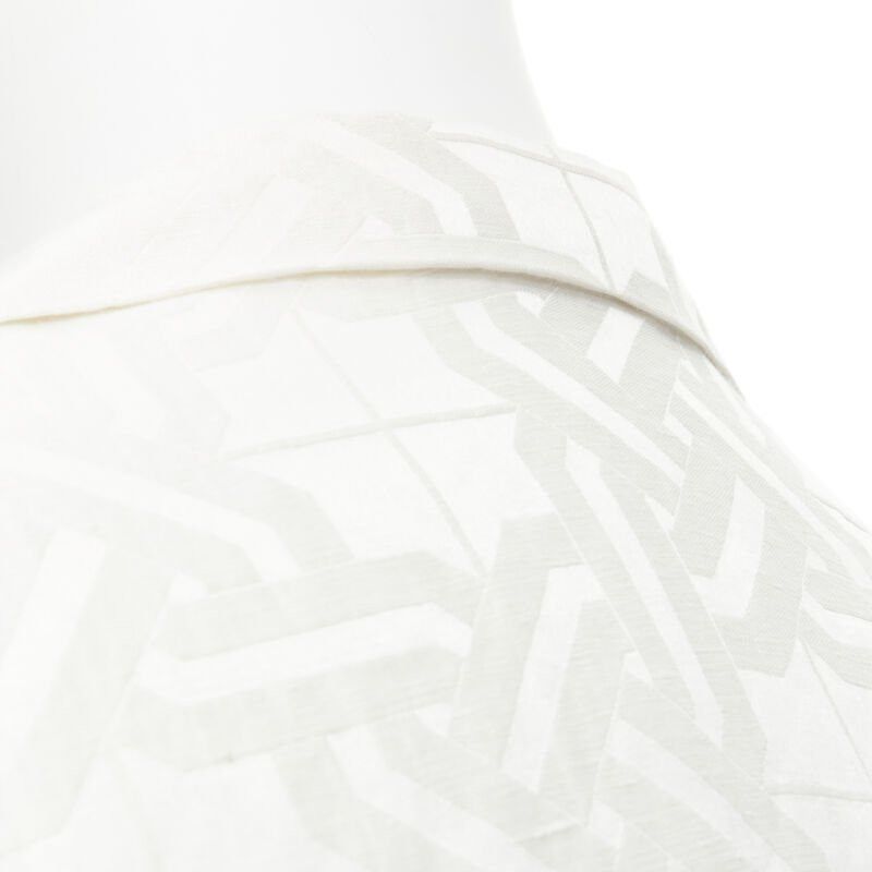Haider Ackermann HAIDER ACKERMANN white geometric jacquard linen silk belted robe shirt FR36 XS Size XS / US 0-2 / IT 36-38 - 7 Thumbnail