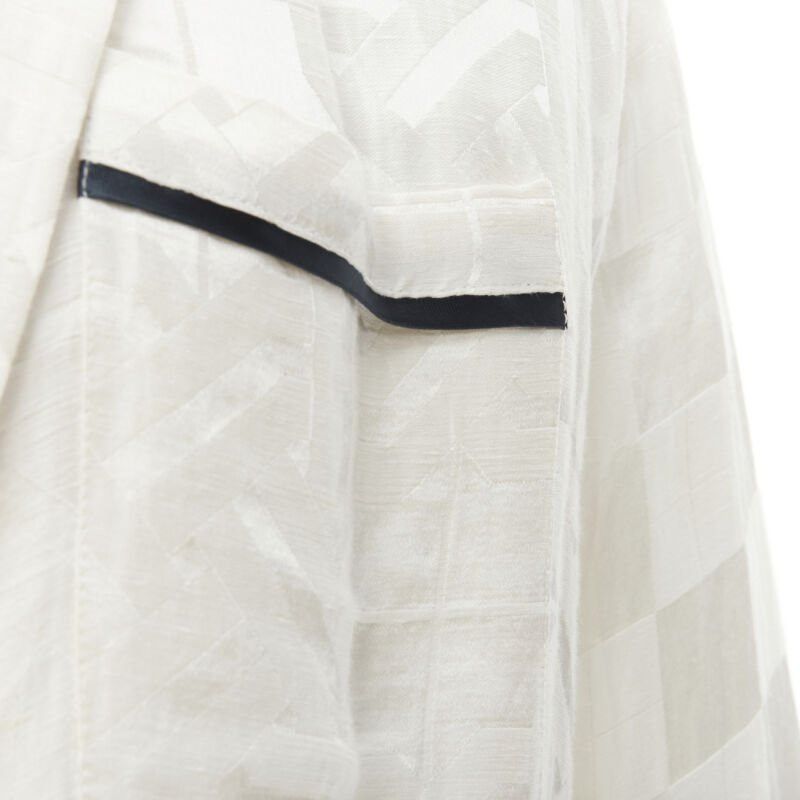 Haider Ackermann HAIDER ACKERMANN white geometric jacquard linen silk belted robe shirt FR36 XS Size XS / US 0-2 / IT 36-38 - 8 Thumbnail
