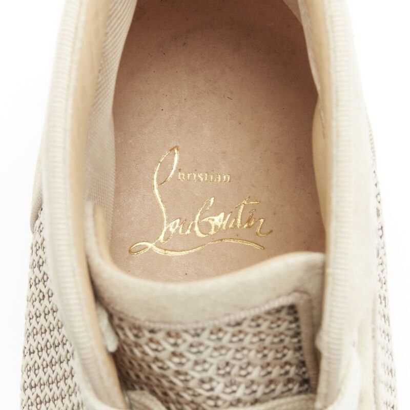 Christian Louboutin CHRISTIAB LOUBOUTIN Louis sand beige suede jacquard high top sneaker EU40.5 Size US 7.5 / EU 40-41 - 11 Thumbnail
