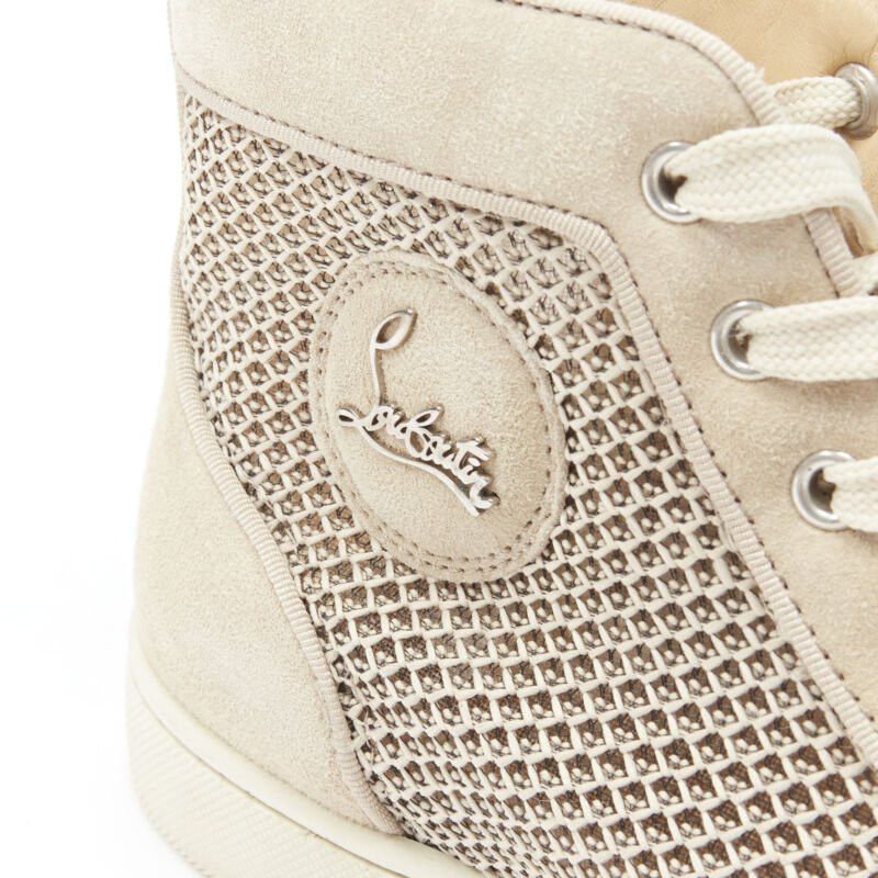 Christian Louboutin CHRISTIAB LOUBOUTIN Louis sand beige suede jacquard high top sneaker EU40.5 Size US 7.5 / EU 40-41 - 8 Thumbnail