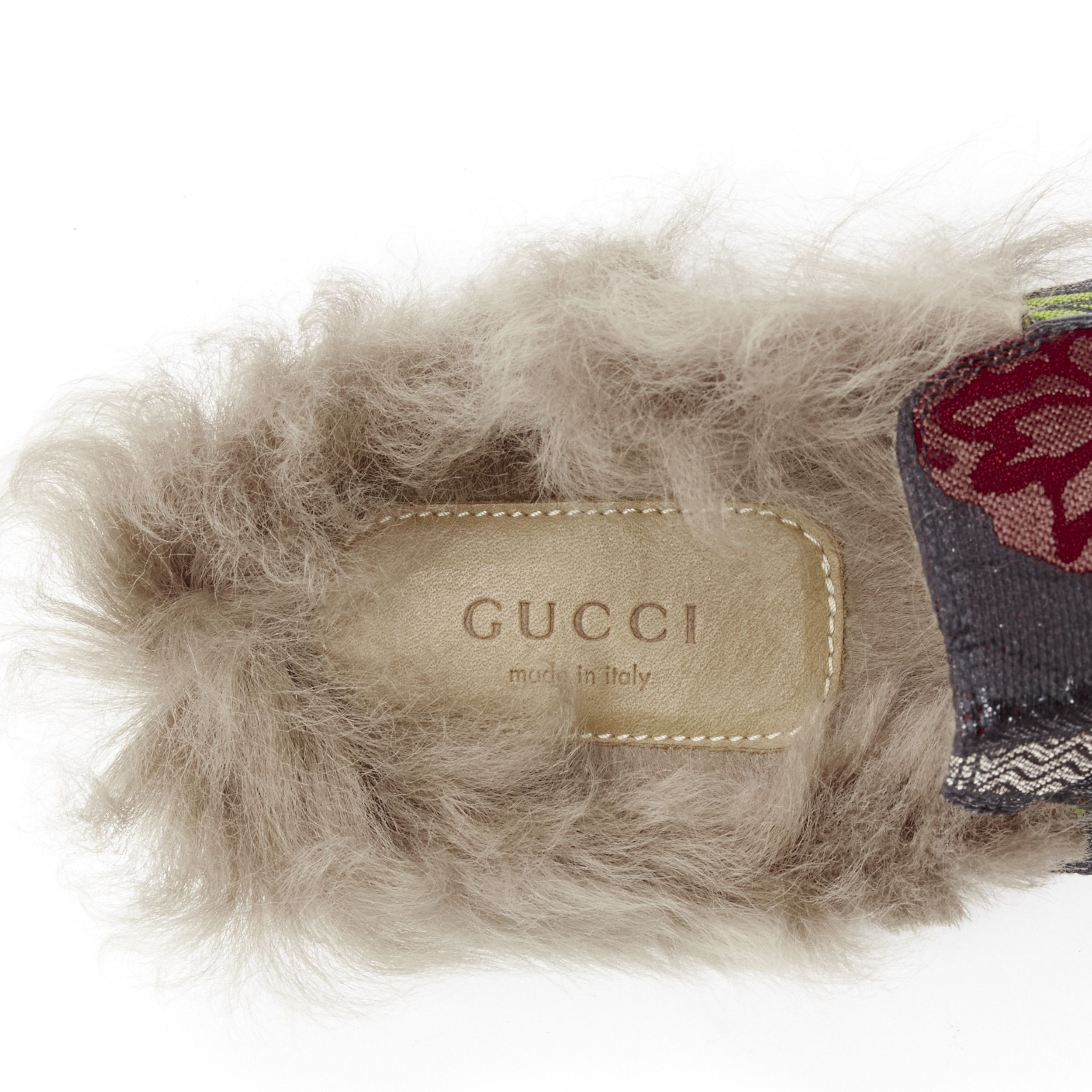 Gucci GUCCI Alessandro Michele Princetown floral jacquard fur lined loafer EU36 Size US 6 / IT 36 - 8 Thumbnail