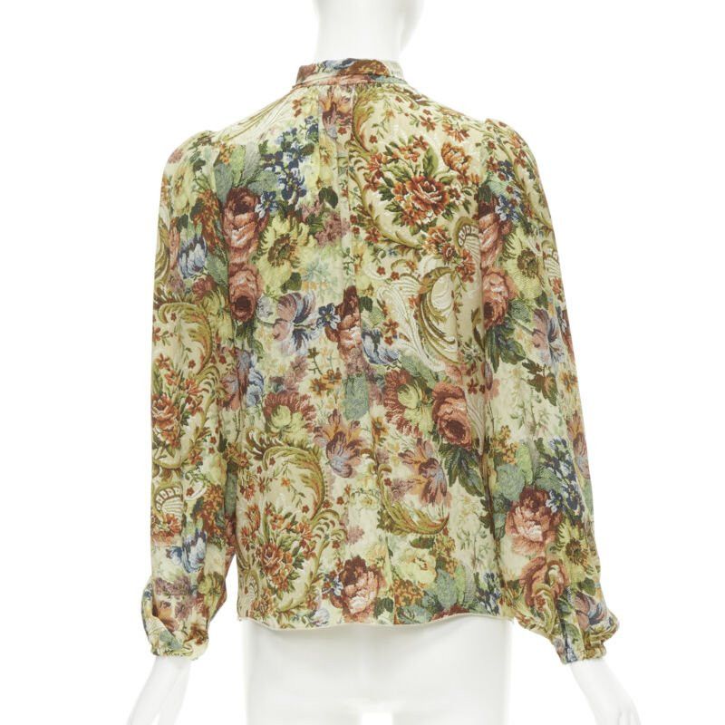 Dolce & Gabbana DOLCE GABBANA 100% silk tapestry floral print tie neck blouse top shirt IT36 XS Size XS / US 0-2 / IT 36-38 - 5 Thumbnail