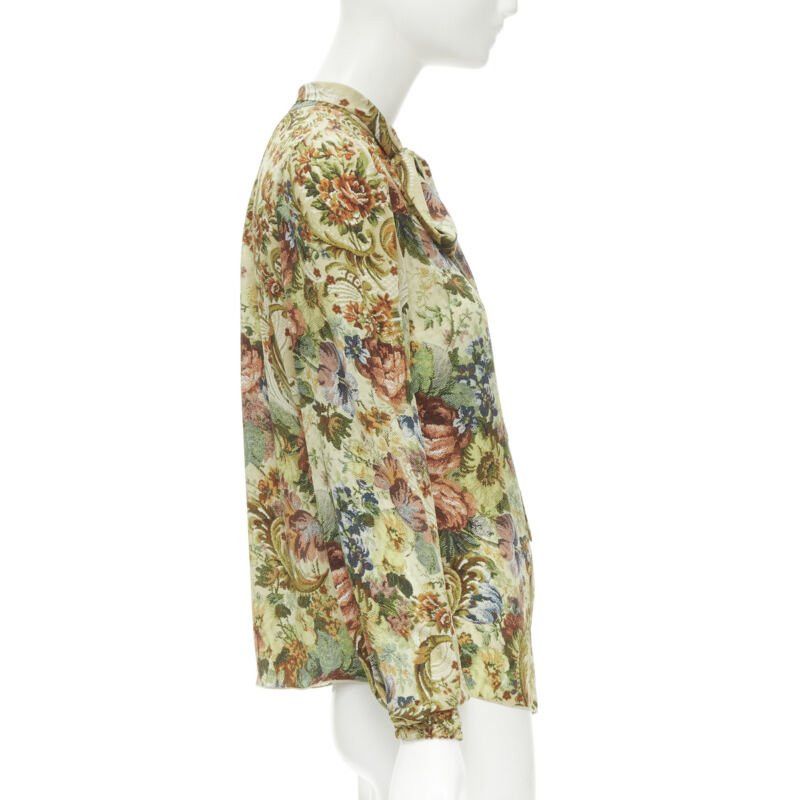 Dolce & Gabbana DOLCE GABBANA 100% silk tapestry floral print tie neck blouse top shirt IT36 XS Size XS / US 0-2 / IT 36-38 - 4 Thumbnail