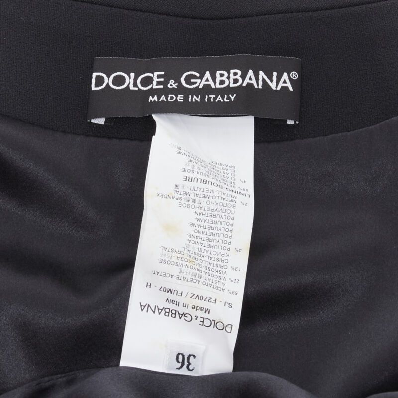 Dolce & Gabbana DOLCE GABBANA black silver crystal rhinestone collar cuff dinner jacket IT36 XS Size XS / US 0-2 / IT 36-38 - 11 Thumbnail