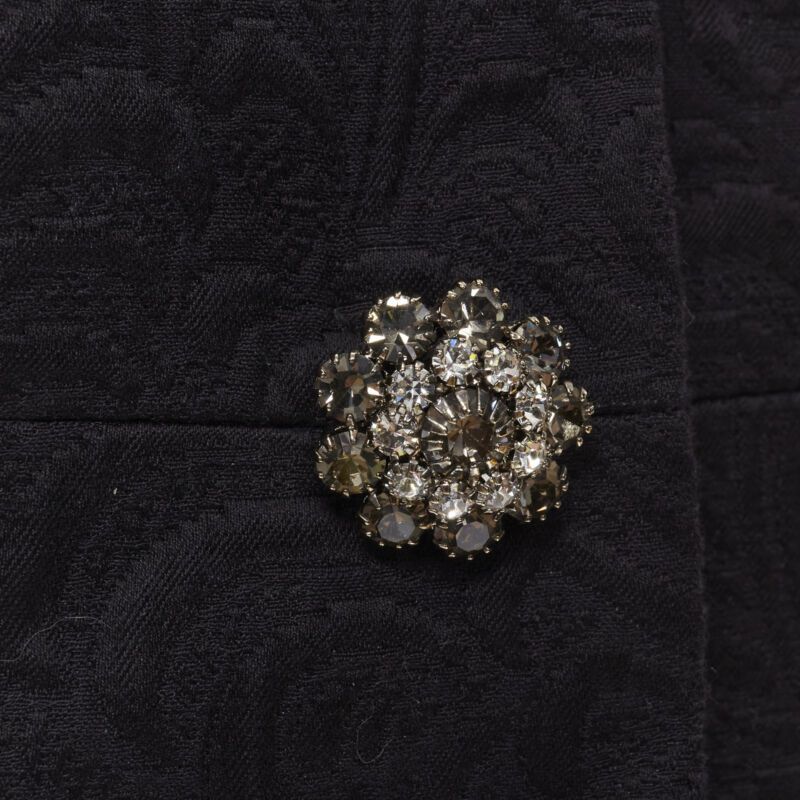 Dolce & Gabbana DOLCE GABBANA black paisley jacquard crystal button 3/4 sleeve coat IT36 XS Size XS / US 0-2 / IT 36-38 - 2 Thumbnail