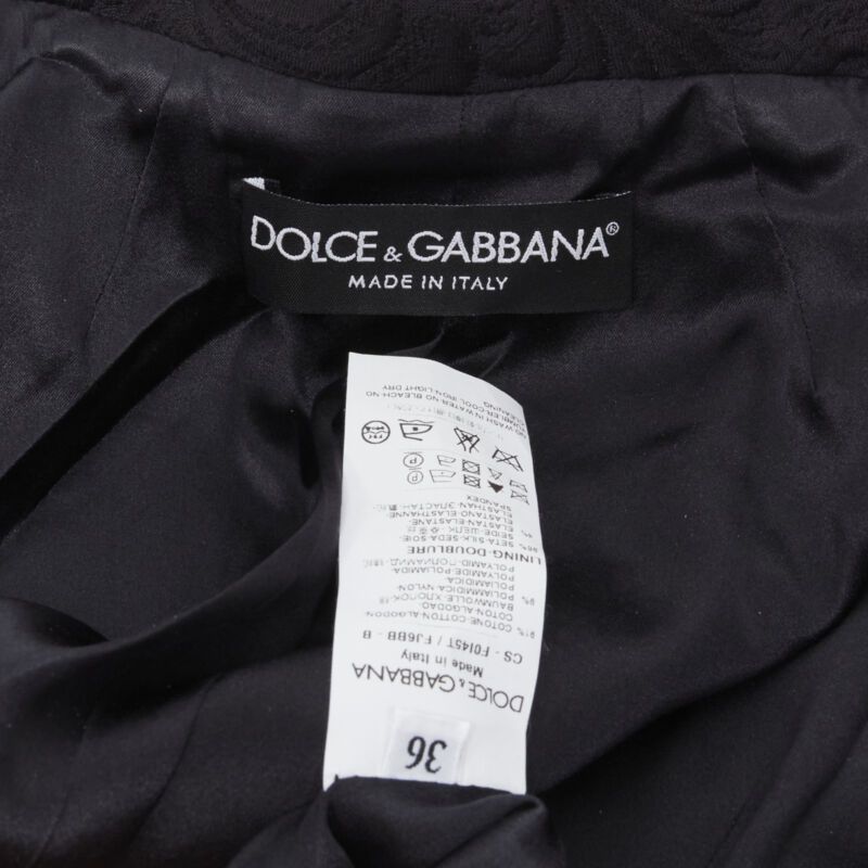 Dolce & Gabbana DOLCE GABBANA black paisley jacquard crystal button 3/4 sleeve coat IT36 XS Size XS / US 0-2 / IT 36-38 - 11 Thumbnail