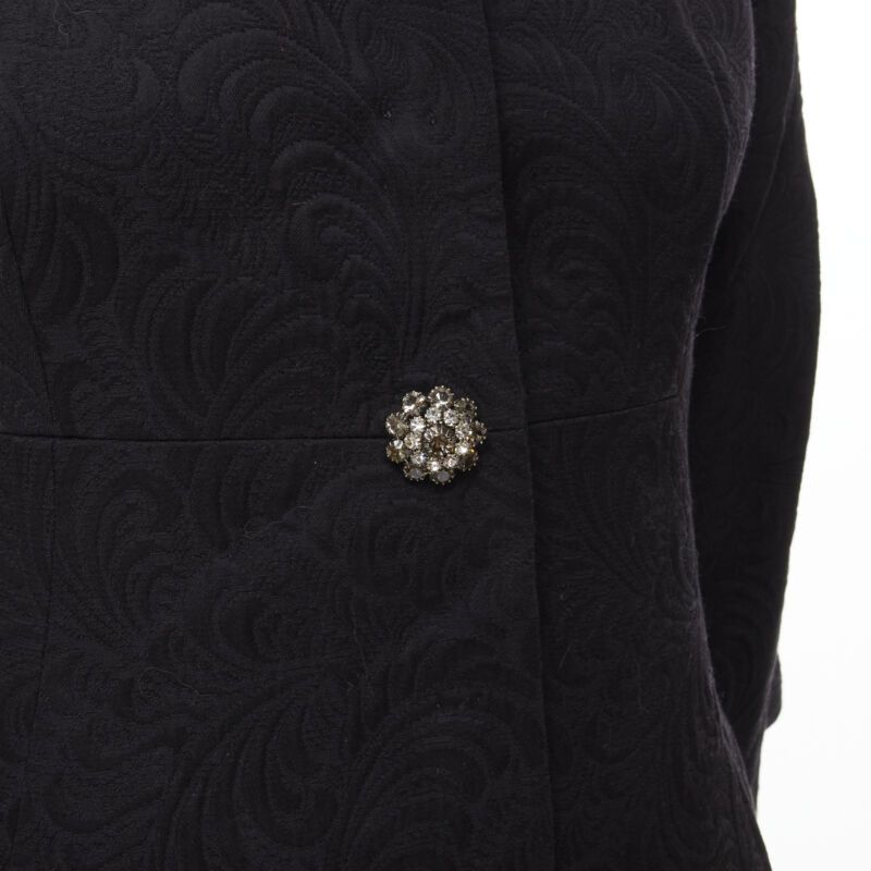 Dolce & Gabbana DOLCE GABBANA black paisley jacquard crystal button 3/4 sleeve coat IT36 XS Size XS / US 0-2 / IT 36-38 - 9 Thumbnail