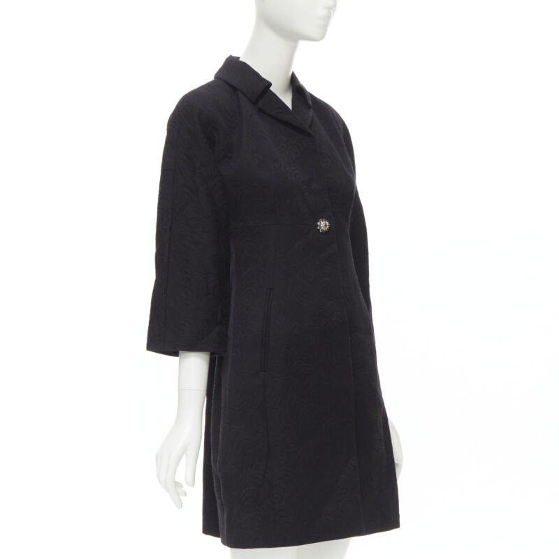 Dolce & Gabbana DOLCE GABBANA black paisley jacquard crystal button 3/4 sleeve coat IT36 XS Size XS / US 0-2 / IT 36-38 - 4 Thumbnail