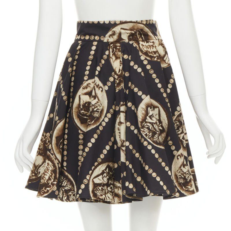 Dolce & Gabbana DOLCE GABBANA Antique Roman medallion coin black cotton flared skirt IT36 XS Size 25" / US 0 / IT 36 - 5 Thumbnail