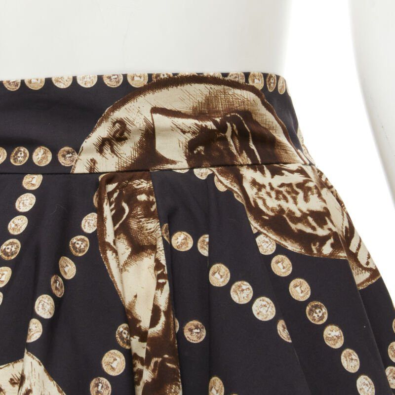 Dolce & Gabbana DOLCE GABBANA Antique Roman medallion coin black cotton flared skirt IT36 XS Size 25" / US 0 / IT 36 - 7 Thumbnail