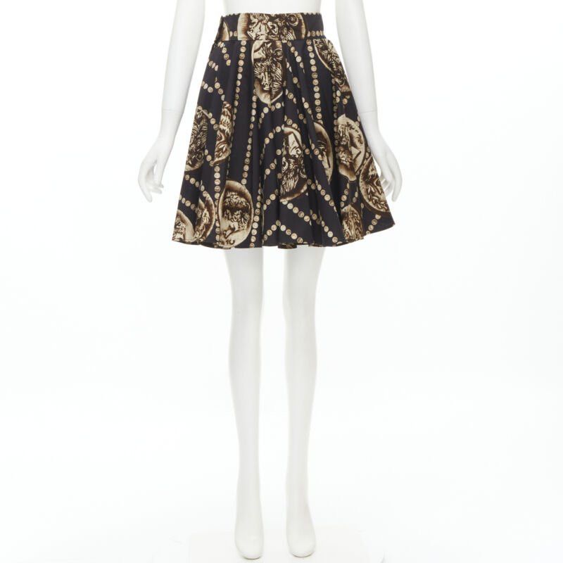 Dolce & Gabbana DOLCE GABBANA Antique Roman medallion coin black cotton flared skirt IT36 XS Size 25" / US 0 / IT 36 - 12 Thumbnail