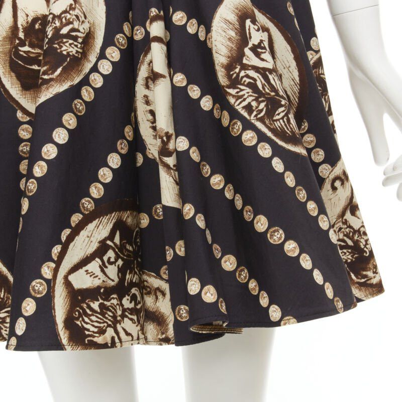 Dolce & Gabbana DOLCE GABBANA Antique Roman medallion coin black cotton flared skirt IT36 XS Size 25" / US 0 / IT 36 - 8 Thumbnail