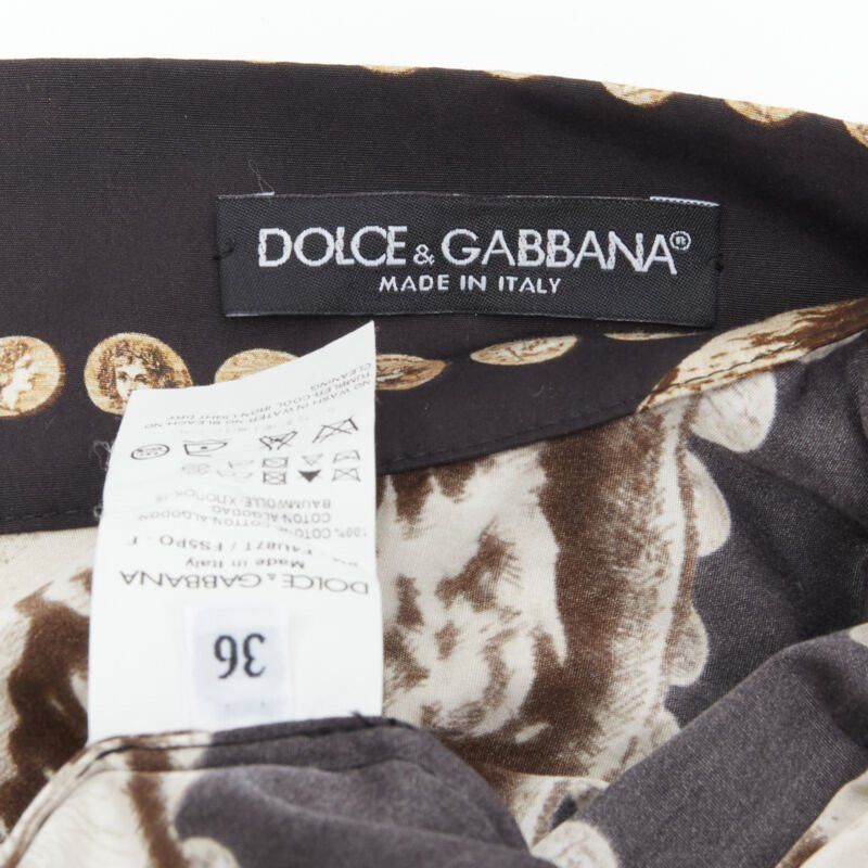 Dolce & Gabbana DOLCE GABBANA Antique Roman medallion coin black cotton flared skirt IT36 XS Size 25" / US 0 / IT 36 - 11 Thumbnail