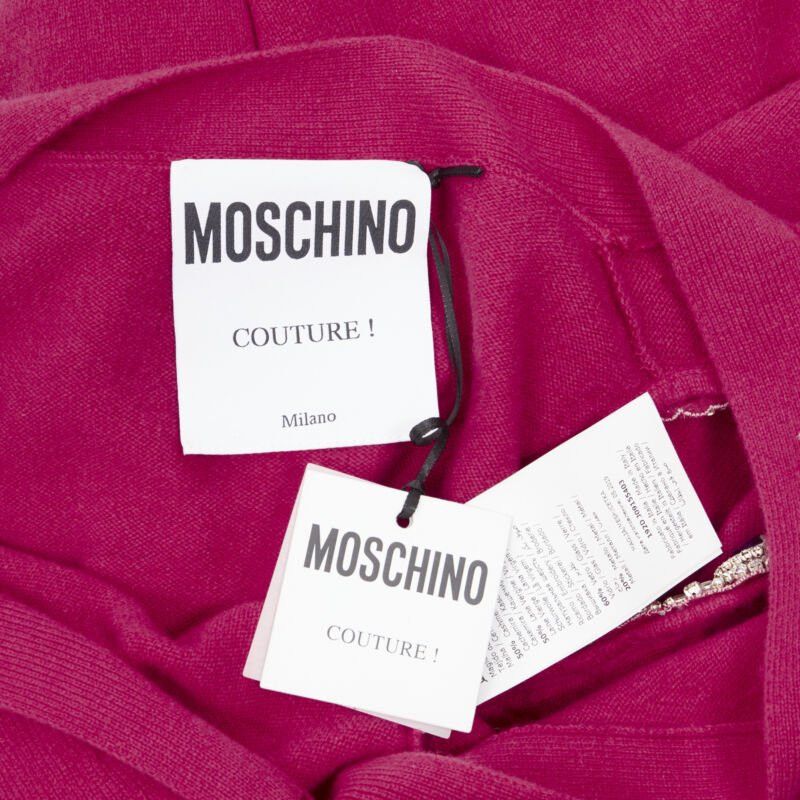 Moschino new MOSCHINO fuschia pink cashmere crystal jewel cold shoulder cardigan IT36 XS Size XS / US 0-2 / IT 36-38 - 10 Thumbnail