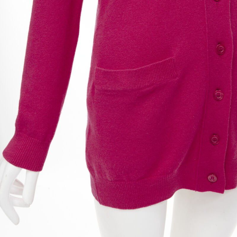 Moschino new MOSCHINO fuschia pink cashmere crystal jewel cold shoulder cardigan IT38 Size XS / US 0-2 / IT 36-38 - 9 Thumbnail