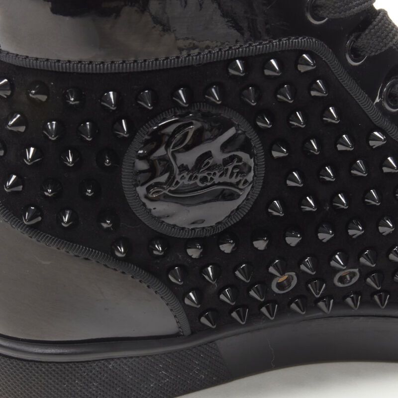 Christian Louboutin CHRISTIAN LOUBOUTIN Louis black velvet crystal spike stud high top sneaker EU41 Size US 8 / EU 41 - 8 Thumbnail