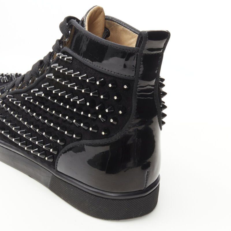 Christian Louboutin CHRISTIAN LOUBOUTIN Louis black velvet crystal spike stud high top sneaker EU41 Size US 8 / EU 41 - 9 Thumbnail