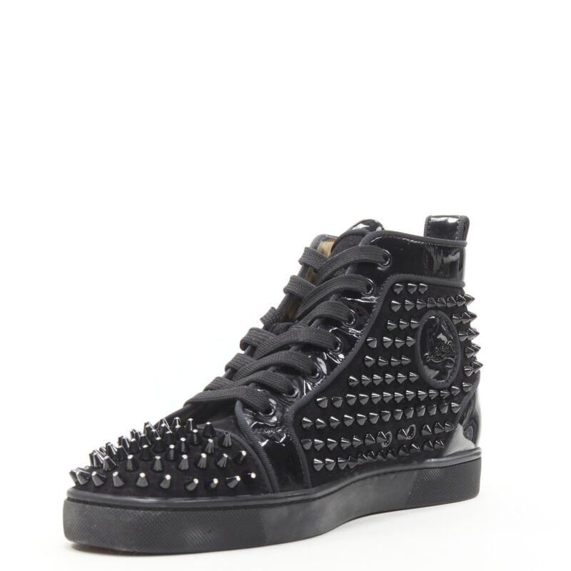 Christian Louboutin CHRISTIAN LOUBOUTIN Louis black velvet crystal spike stud high top sneaker EU41 Size US 8 / EU 41 - 4 Thumbnail