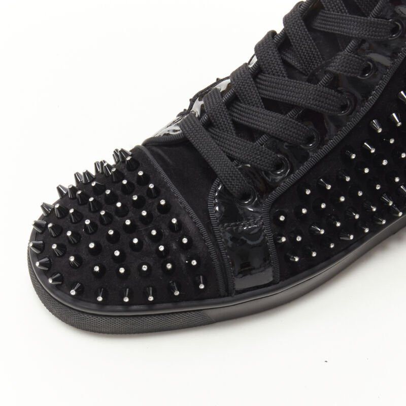 Christian Louboutin CHRISTIAN LOUBOUTIN Louis black velvet crystal spike stud high top sneaker EU41 Size US 8 / EU 41 - 7 Thumbnail