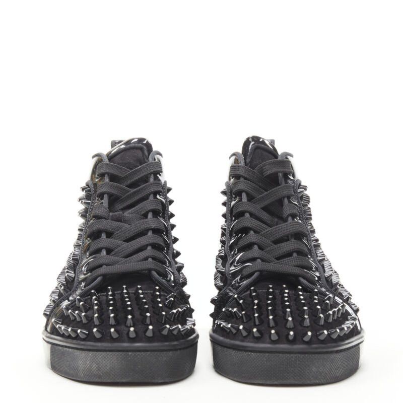 Christian Louboutin CHRISTIAN LOUBOUTIN Louis black velvet crystal spike stud high top sneaker EU41 Size US 8 / EU 41 - 3 Thumbnail