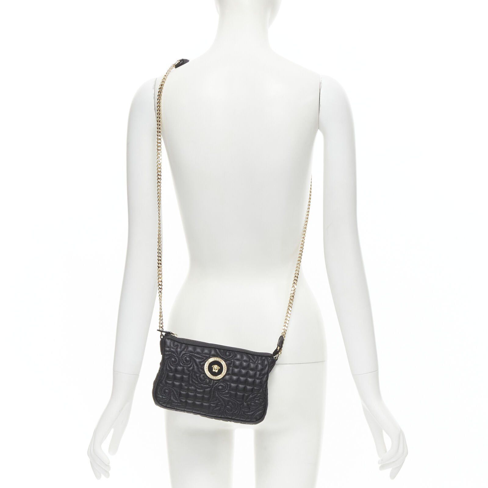 Versace VERSACE Vanitas quilted black baroque gold Medusa metal chain crossbody bag Size ONE SIZE - 2 Thumbnail