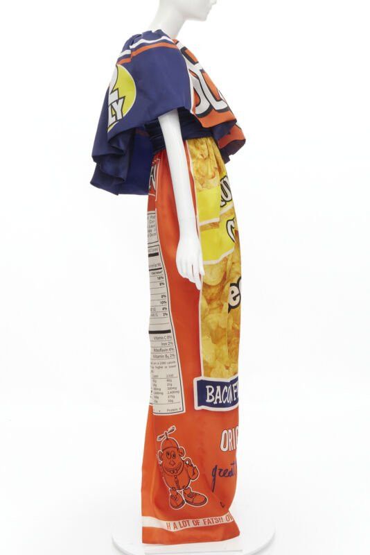 Moschino rare MOSCHINO Couture! 2014 Junk Food Potato Chip ruffle one shoulder gown IT40 Size S / US 4 / IT 40 - 4 Thumbnail