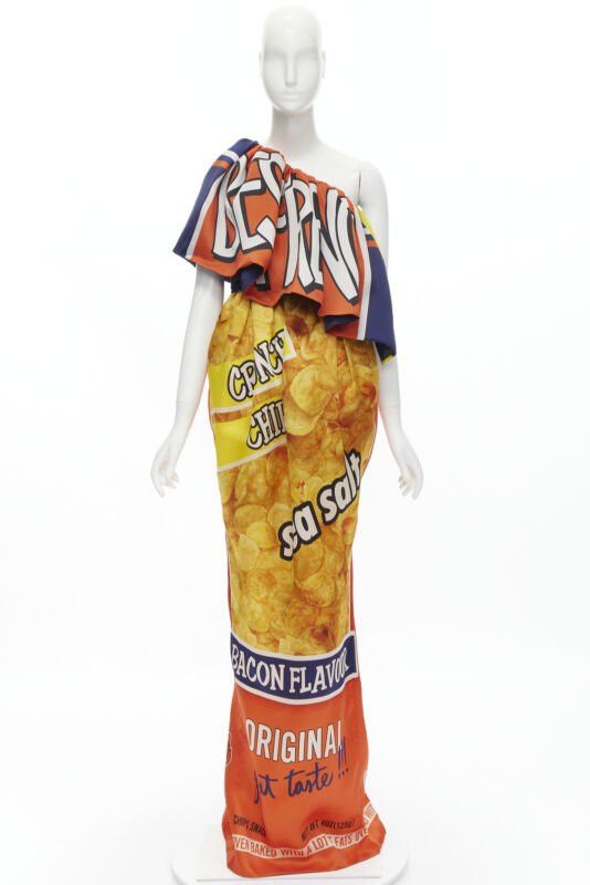 Moschino rare MOSCHINO Couture! 2014 Junk Food Potato Chip ruffle one shoulder gown IT40 Size S / US 4 / IT 40 - 11 Thumbnail