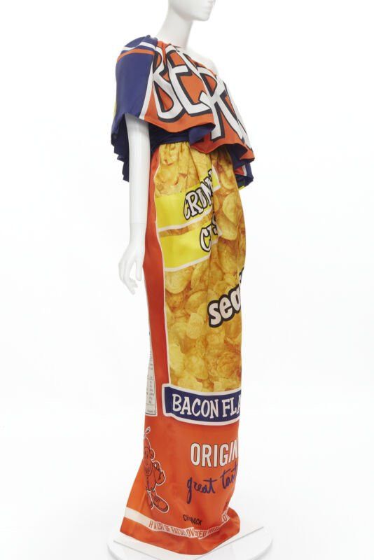 Moschino rare MOSCHINO Couture! 2014 Junk Food Potato Chip ruffle one shoulder gown IT40 Size S / US 4 / IT 40 - 3 Thumbnail