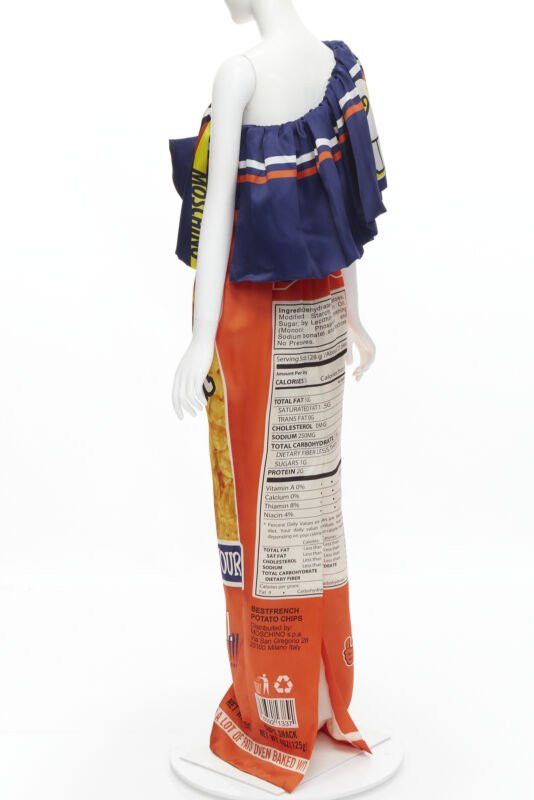 Moschino rare MOSCHINO Couture! 2014 Junk Food Potato Chip ruffle one shoulder gown IT40 Size S / US 4 / IT 40 - 6 Thumbnail