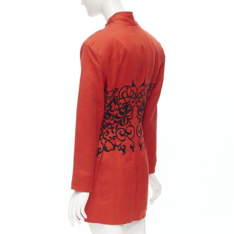 Gianfranco Ferre GIANFRANCO FERRE Vintage red black floral embroidery stand collar jacket M Size M / US 6-8 / IT 42-44 - 6 Thumbnail