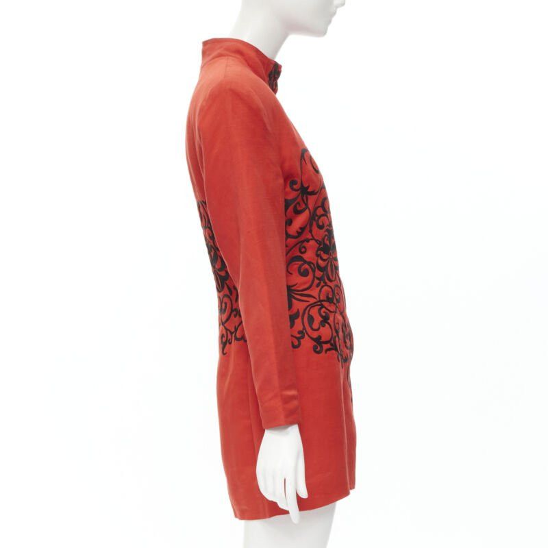 Gianfranco Ferre GIANFRANCO FERRE Vintage red black floral embroidery stand collar jacket M Size M / US 6-8 / IT 42-44 - 4 Thumbnail