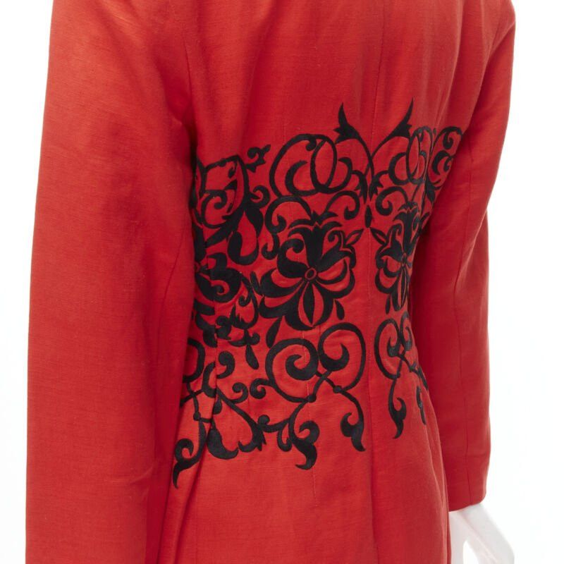 Gianfranco Ferre GIANFRANCO FERRE Vintage red black floral embroidery stand collar jacket M Size M / US 6-8 / IT 42-44 - 8 Thumbnail