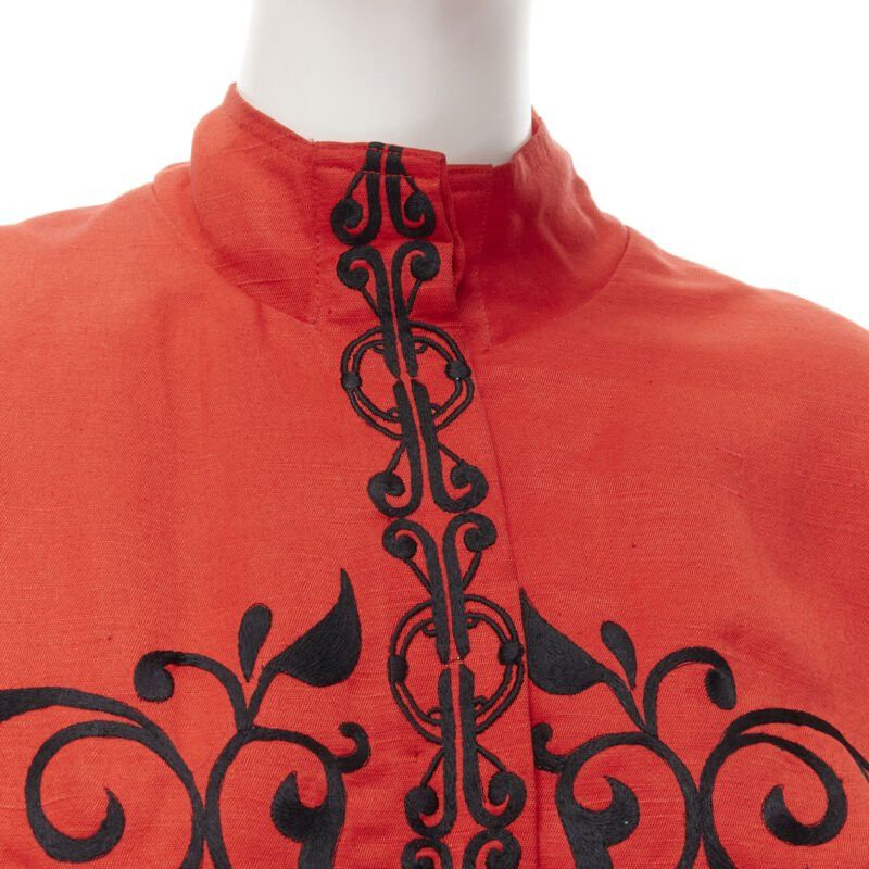 Gianfranco Ferre GIANFRANCO FERRE Vintage red black floral embroidery stand collar jacket M Size M / US 6-8 / IT 42-44 - 7 Thumbnail