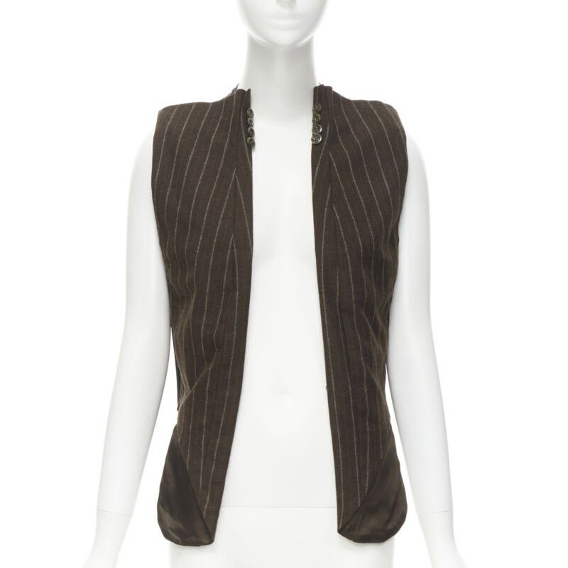 Maison Margiela MAISON MARTIN MARGIELA ARTISANAL 2003 Runway brown deconstructed sleeves vest Size S / US 4 / IT 40 - 4 Thumbnail