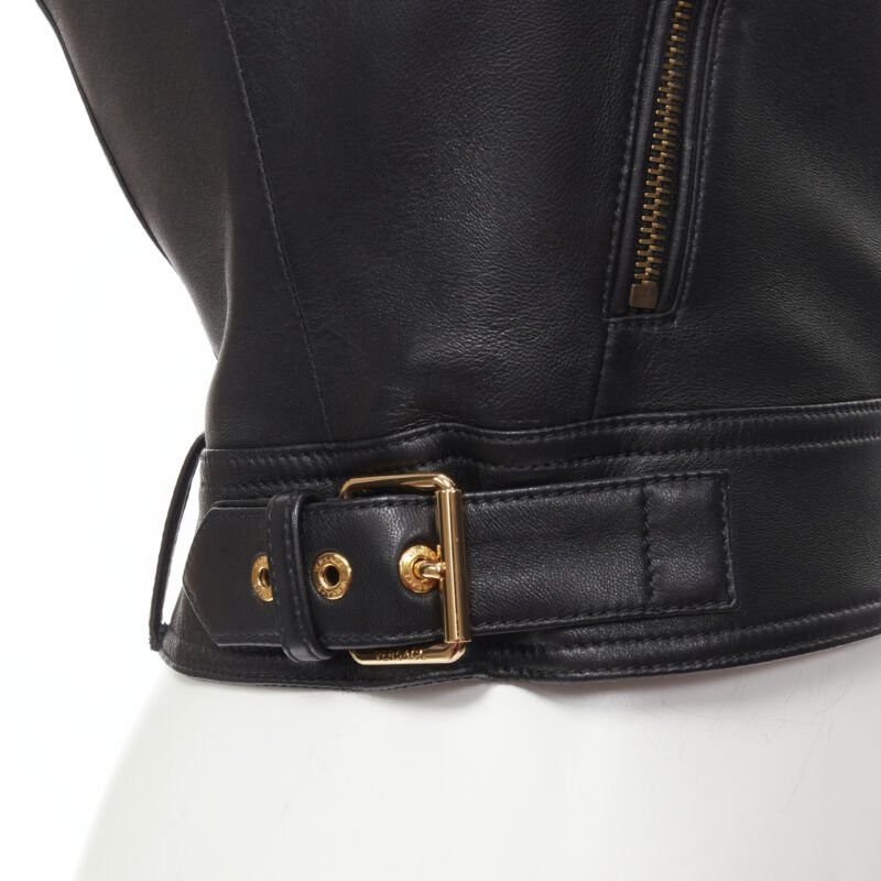 Versace new VERSACE Runway black leather gold-tone Medusa biker bustier top IT38 XS Size XS / US 0-2 / IT 36-38 - 9 Thumbnail