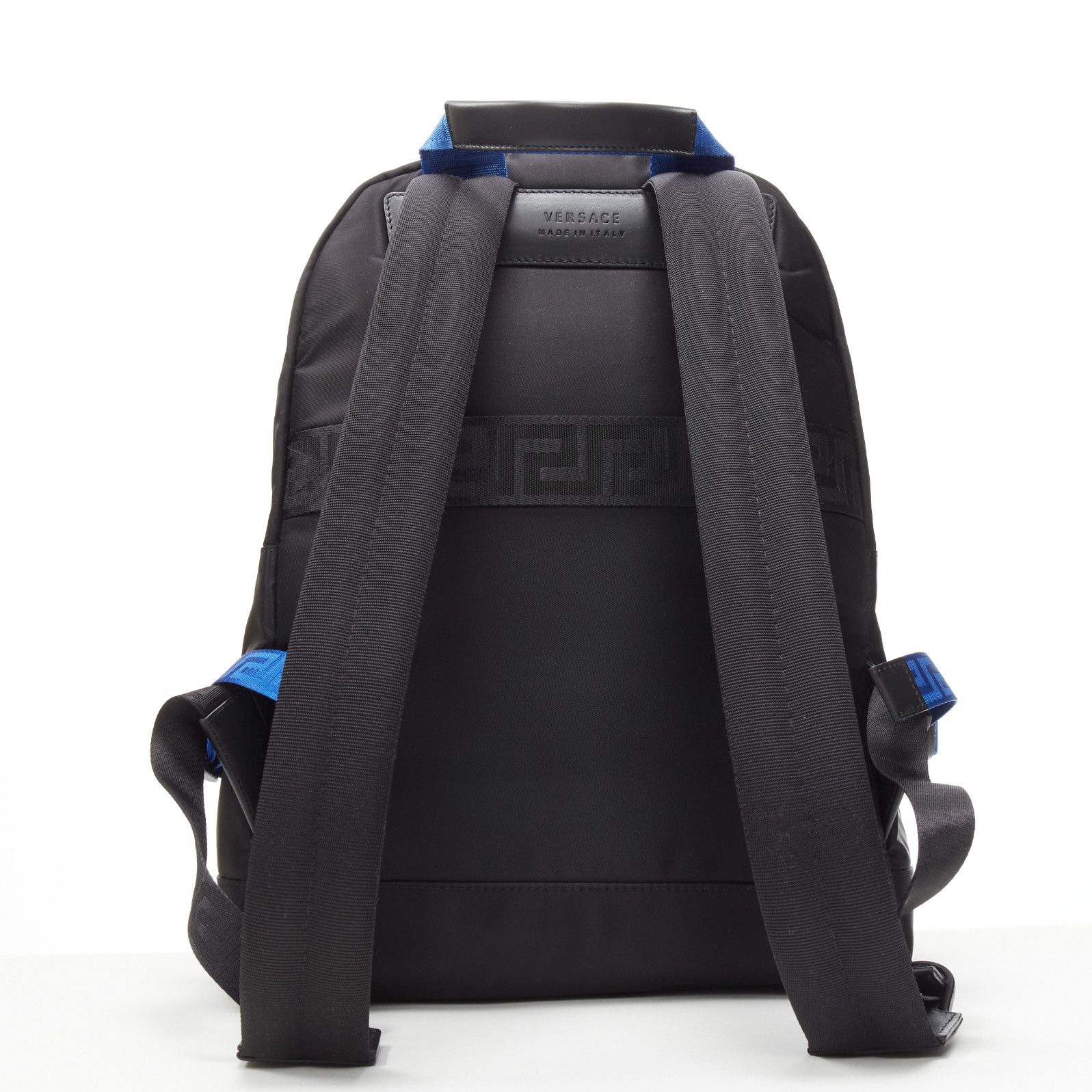 Versace new VERSACE Reflective Logo black nylon blue Greca nylon strap backpack Size ONE SIZE - 5 Thumbnail