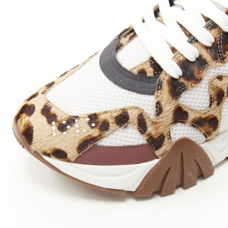 Versace new VERSACE Squalo brown leopard calfskin white mesh chunky sneakers EU41 US8 Size US 8 / EU 41 - 8 Thumbnail