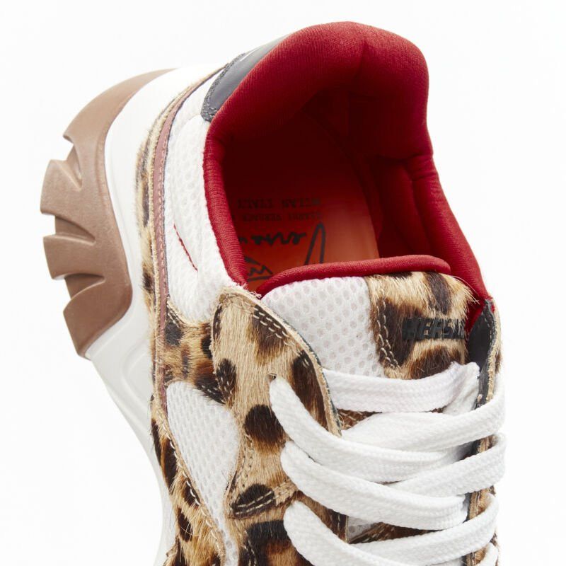 Versace new VERSACE Squalo brown leopard calfskin white mesh chunky sneakers EU41 US8 Size US 8 / EU 41 - 10 Thumbnail