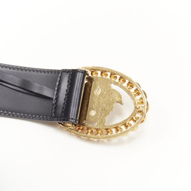 Versace new VERSACE Runway Medusa gold chain silver buckle leather belt 110cm 42-46" Size ONE SIZE - 7 Thumbnail
