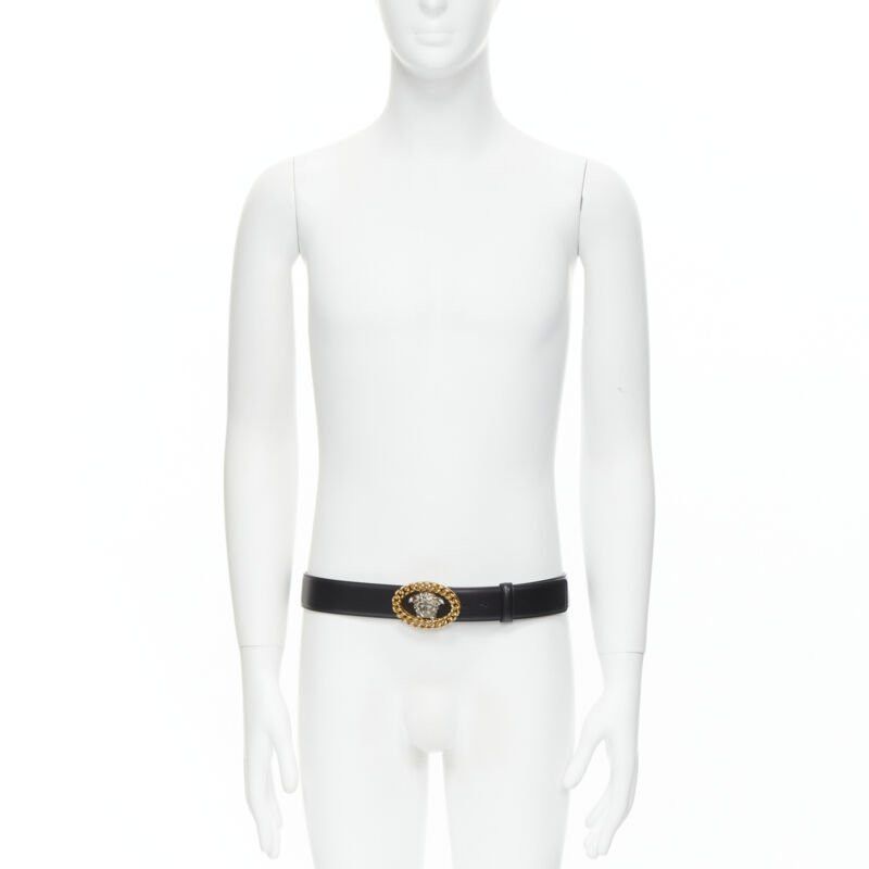 Versace new VERSACE Runway Medusa gold chain silver buckle leather belt 110cm 42-46" Size ONE SIZE - 2 Thumbnail